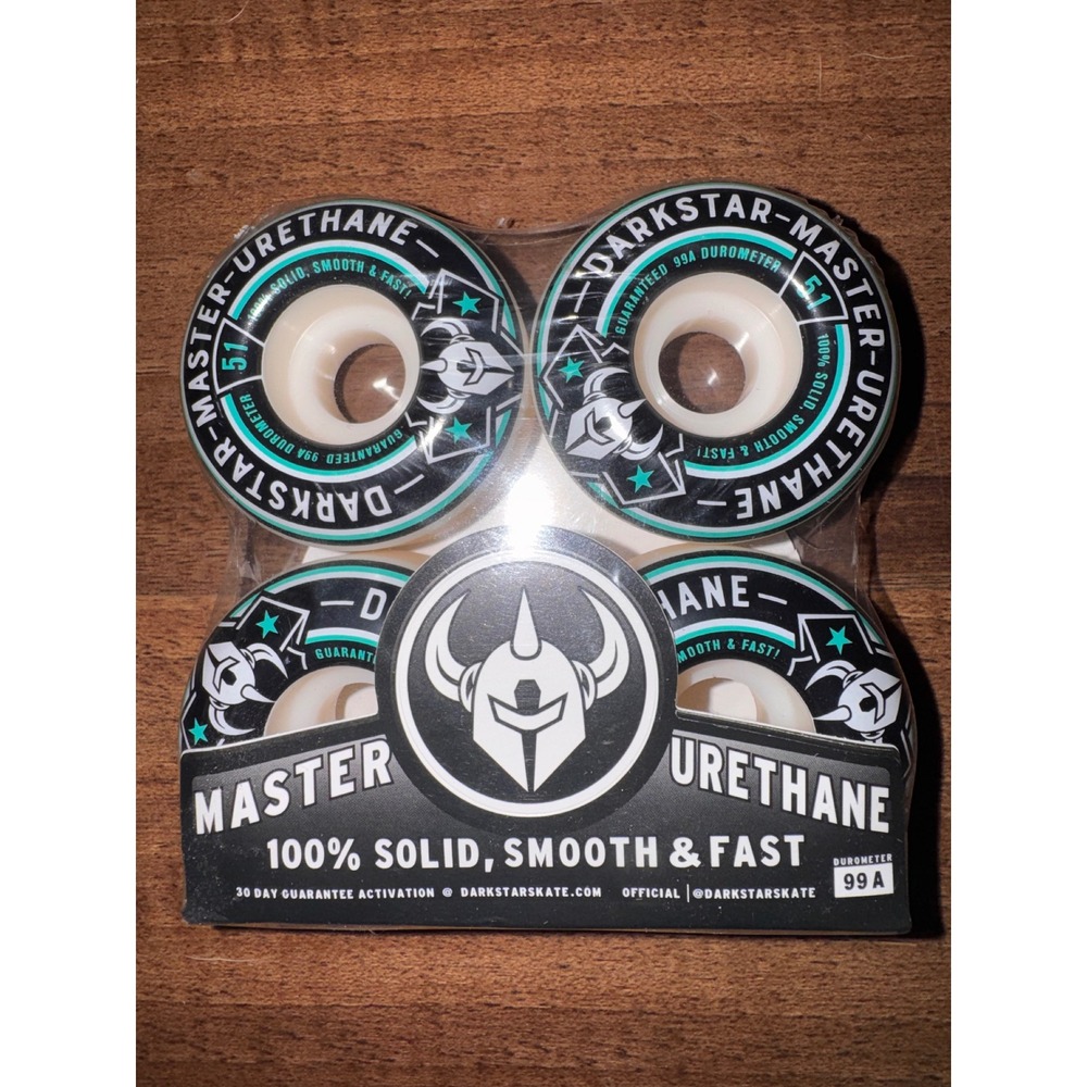 Darkstar Master Urethane Responder Skateboard Wheels 51mm 99A Aqua White 4 Pack